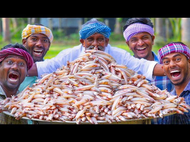 NETHILI FISH FRY | White Anchovy Fish Recipe Cooking in Village | Crispy Fried Fish Recipes Seafood