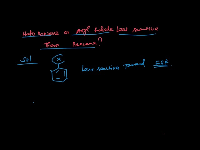 Halo benzene or aryl halide less reactive than benzene towards electrophilic substitution reaction