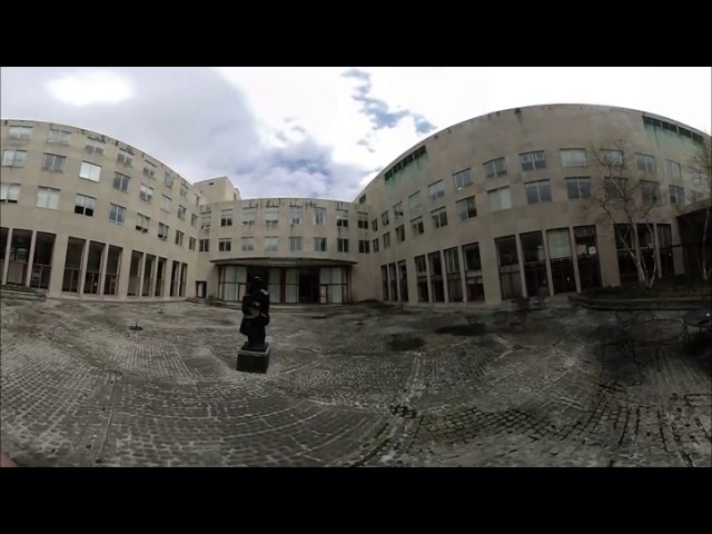 Walking around Hayden Library Courtyard at MIT