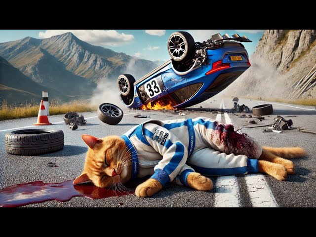 Cat Racing Car Accident Sad Story #cat #cute #ai #catlover #catvideos #cutecat #aiimages