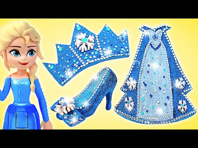 Snowflake Outfit from Clay: Crown, Shoes & Dress for Elsa!❄️Crafts by Slick Slime Sam's Maker World