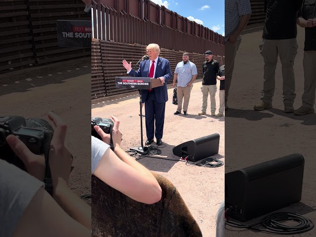 Donald Trump speaking at the U.S.-Mexico border on Thursday