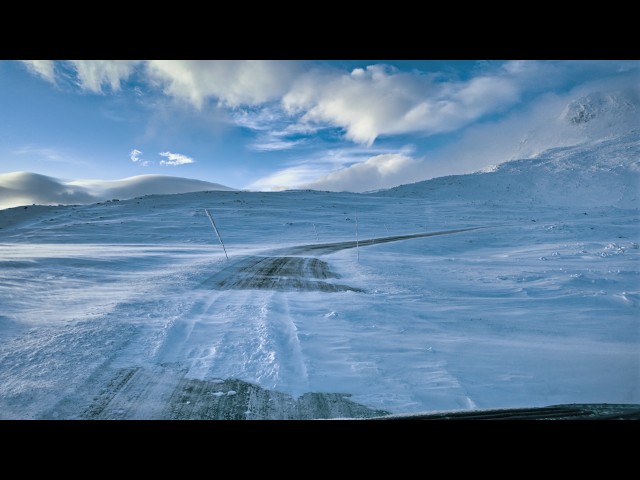 Norway Relaxing Winter Snowy Drive Tour in Telemark. Heavy Snow Drift & Ice Roads. Car Ambience ASMR