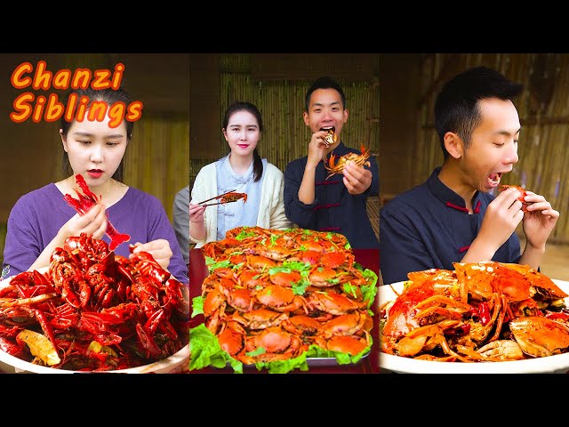 Village Food Outdoor Cooking | Seafood Mukbang Eating Challenge | Catching Crab Lobster in River