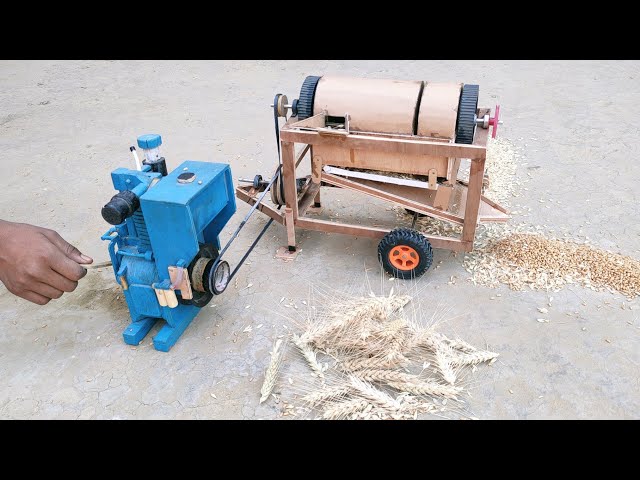 Mini Diesel Engine With Mini thresher machine || How To Make Mini thresher machine with cardboard