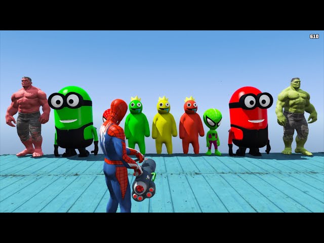 GTA 5 Epic Ragdolls RED SPIDERMAN VS RED MINION VS GREEN MINIONEuphoria Physics & Funny Fails 05