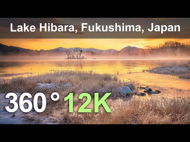 Lake Hibara, Fukushima, Japan.  12K aerial 360 video.