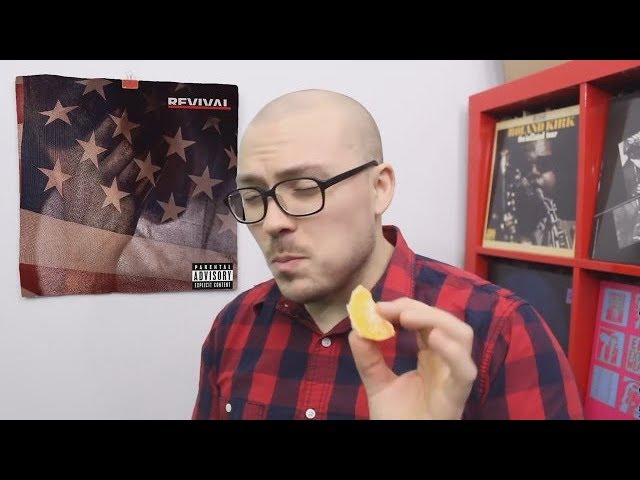 theneedledrop reviews eminem's new album but he doesn't and just eats an orange