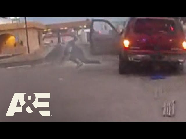 Police Fire at Fleeing Car, Striking Driver & Crashing into Vehicle | Fugitives Caught on Tape