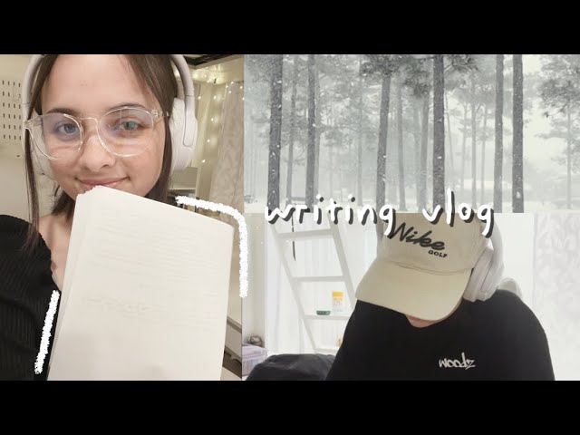 ᝰ  writing vlog!!  write my third draft with me, cozy, snow days, editing! ˚📜⭒๋