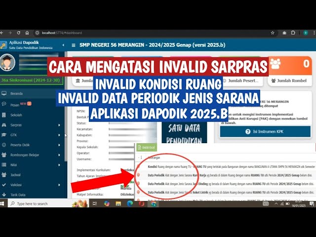 CARA MENGATASI INVALID KONDISI RUANGAN & DATA PRIODIK JENIS SARANA SARPRAS DAPODIK 2025.B