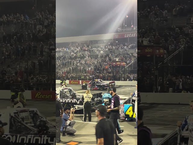 Ty Majeski Celebrates Win Craftsman Truck Series TSport 200 Lucas Oil Raceway 2023 Fan Perspective