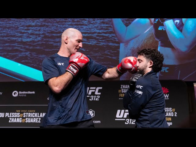 Sean Strickland spars fan at the UFC 312 open workouts in Sydney | MMA Fighting