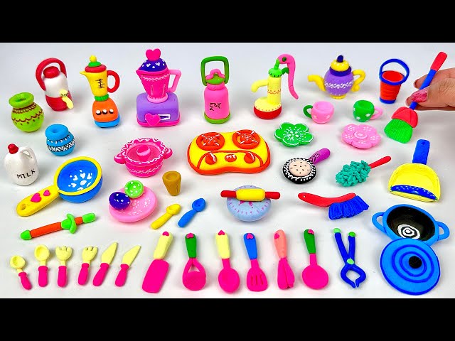 Amazing technique make kitchen set with polymer clay| Miniature clay kitchen set| Primitive kitchen