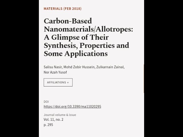 Carbon-Based Nanomaterials/Allotropes: A Glimpse of Their Synthesis, Properties and S... | RTCL.TV