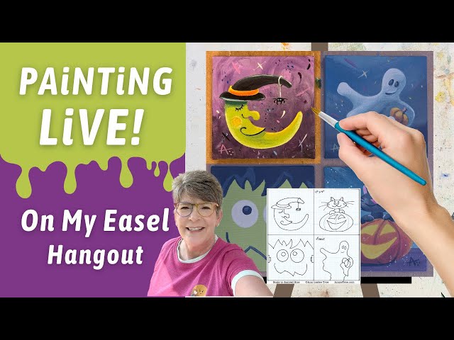 Fun Halloween Moon acrylic painting with Traceable, Studio hangout with Annie Troe