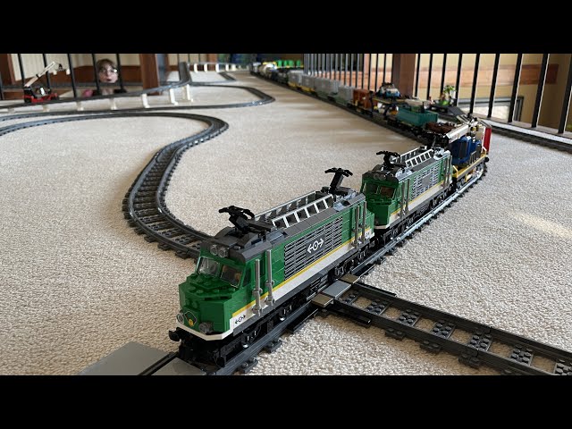 Long Lego Cargo Train - 4 Locomotives and 26 Freight Cars