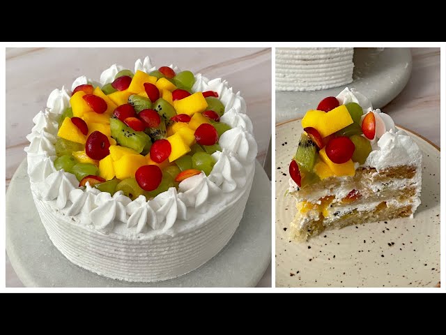 Super Soft Fruit Cake In kadai |NO EGGS, NO OVEN, No Condensed Milk Super Easy Cake | Vanilla Cake