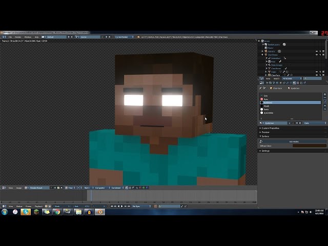 Herobrine Glowing Eyes - Minecraft Animation Tips #6 (Blender)