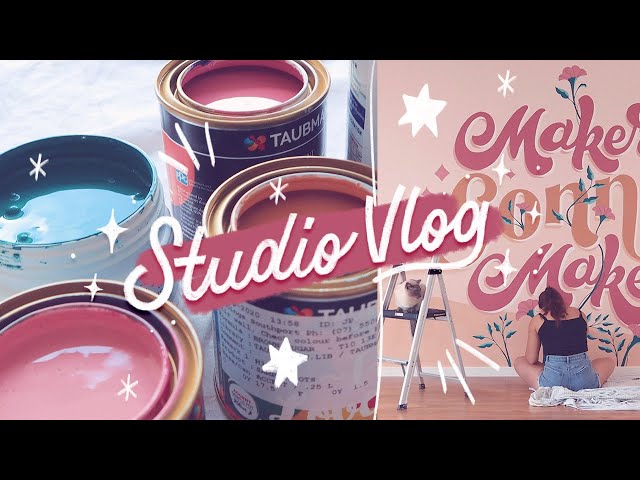 Studio Vlog 02 ✨ Mural Painting, Xmas Lettering + Peachtober Props