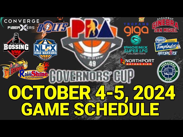 PBA Game Schedule Today | October 4-5, 2024 | PBA Governors' Cup Schedule Update