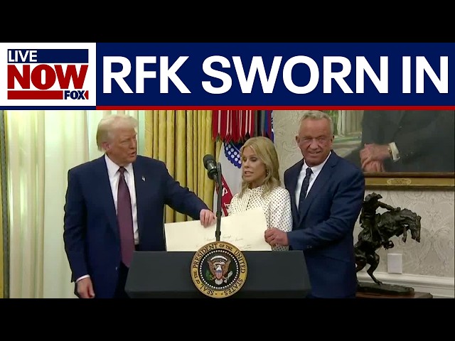 WATCH: RFK Jr w/ wife Cheryl Hines & President Trump in Oval Office swearing in