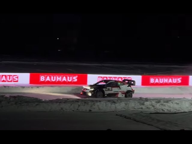 WRC Rally Sweden 2022 - Elfyn Evans crashing at finish SS15