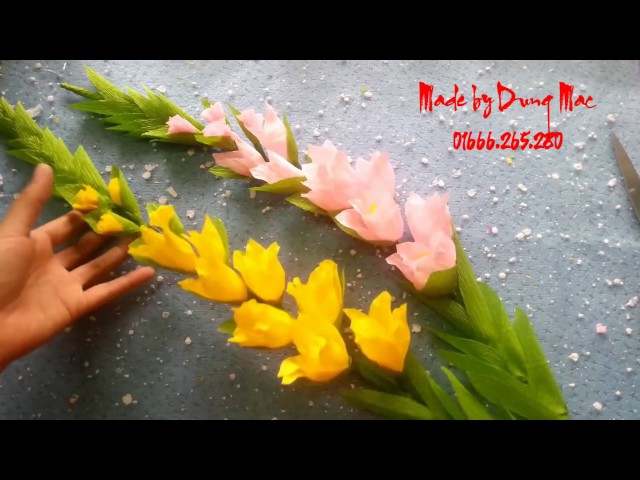 How to make Gladiolus Crepe paper Flowers | handmade by Dzung Mac