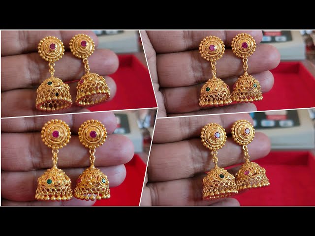 latest gold jhumka design with weight and price 2021//gold earrings @saijewellerssj16