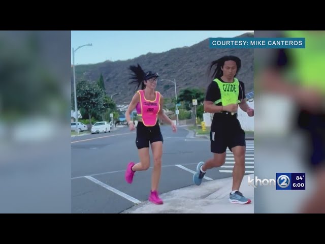 Visually-impaired runner shot at during Honolulu Marathon training