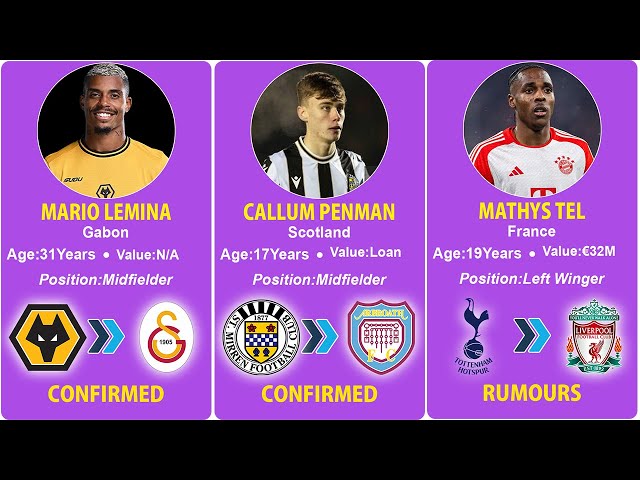 🔥NEW CONFIRMED PLAYERS TRANSFERS & RUMOURS IN WINTER 2025🔥MARIO LEMINA,ADAM MONTGOMERY,DANIEL MUNOZ