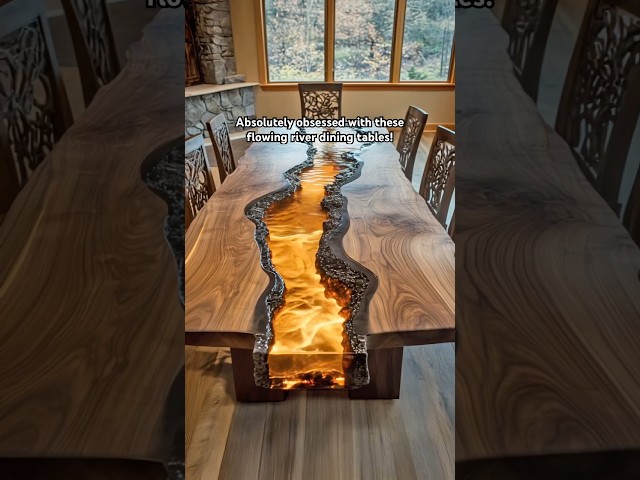 These flowing river dining tables look absolutely stunning! 👏😱  #interiordesign #shorts