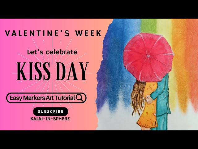 Kiss Day celebration🌹 Valentine's Week Special | Easy Markers Art | Trending video | Kalai in Sphere