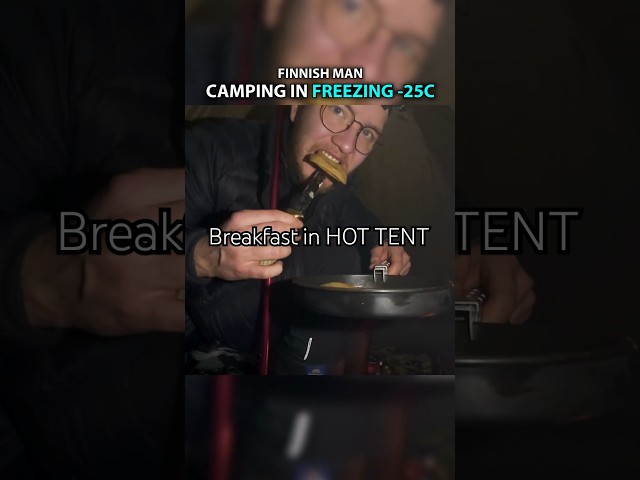 Making breakfast after a night in FREEZING -25 DEGREES #camping #wintersurvival #survival #hottent