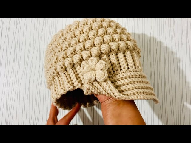 Çok kolay çok şık kasket bere yapılışı,How to make a very easy crocheted cap and beret.