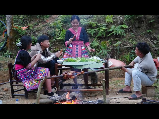 After Tet holiday, we started our work: Building barns and earning money