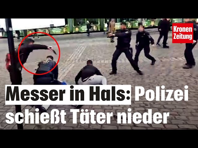 Bei rechter Kundgebung: Messer in Hals: Polizist stoppt Täter mit Schüssen | krone.tv NEWS