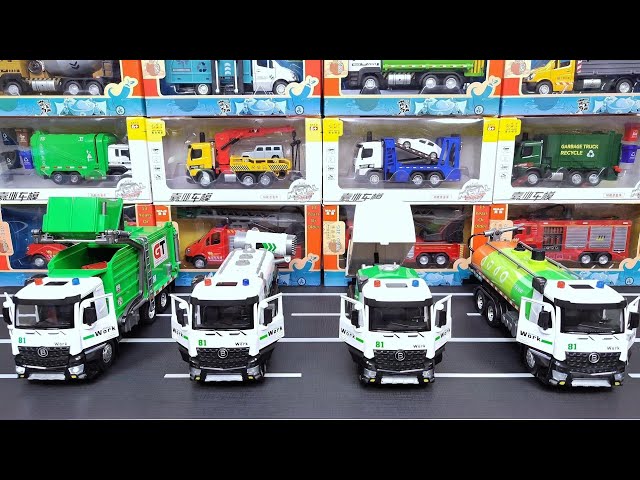 Diecast Trucks Of Garbage Truck, Dust Suppression Truck, Road Sweeper Truck, Sprinkler Tank Truck