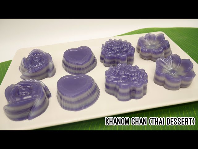 Khanom Chan  | Thai Layered Coconut Sweet Dessert | Thai dessert | Khanom Chan | Steamed Layer Cake