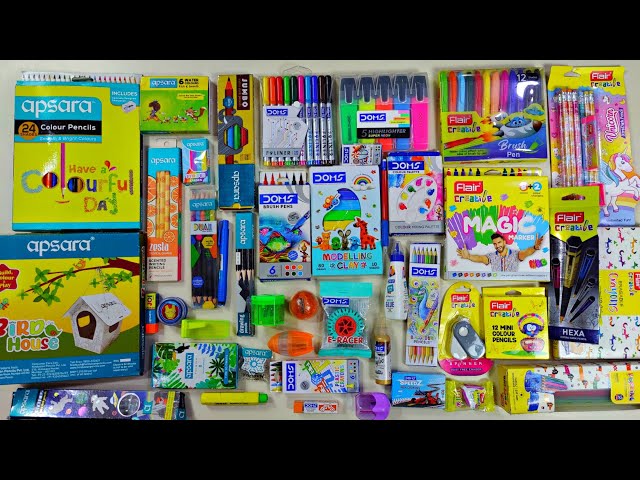 Doms Stationery Items 😍 - Apsara Stationery 🥰 - Flair Stationery, magic pen, crayons, poster colour