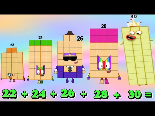 NUMBERBLOCKS ADDITION OF FIVE EVEN NUMBERS | LEARN TO COUNT | MATHS FOR KIDS | hello george