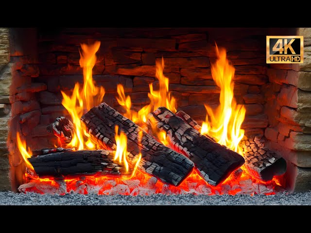 Cozy 4K Fireplace Burning with Crackling Sounds - Perfect for Sleep