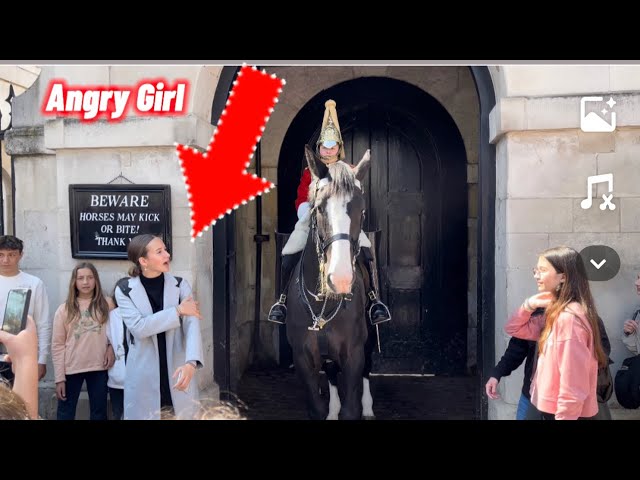 Tourist Girls Angry with Royal king’s Guard’s horse