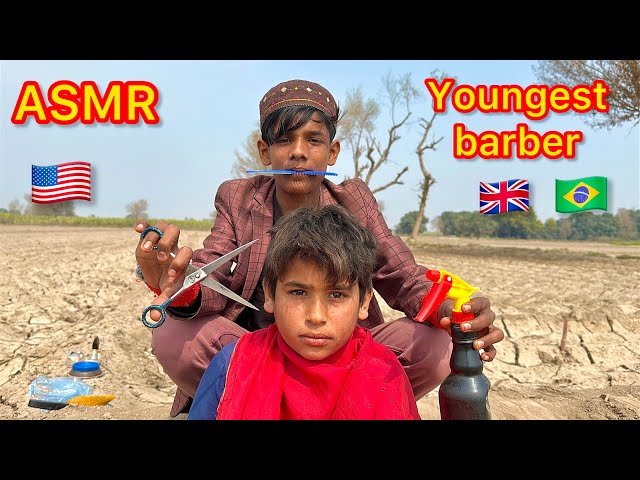 ASMR youngest barber 💈 in the world fast haircut 💇‍♀️