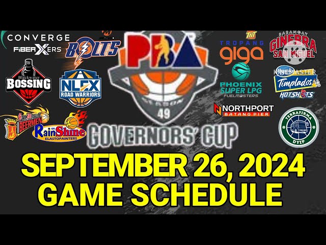 PBA Game Schedule Today | September 26, 2024 | PBA Quarterfinals Schedule Update