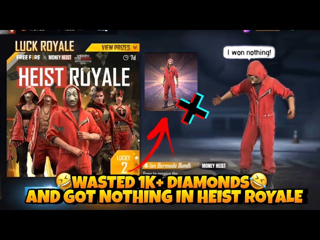 Wasting 2k+ diamonds in money heist royale | R.I.P my diamonds 😭 | Free Fire