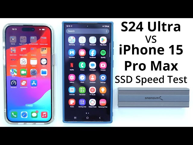 Galaxy S24 Ultra vs. iPhone 15 Pro Max Speed Test Real World External USB C SSD Read and Write Test