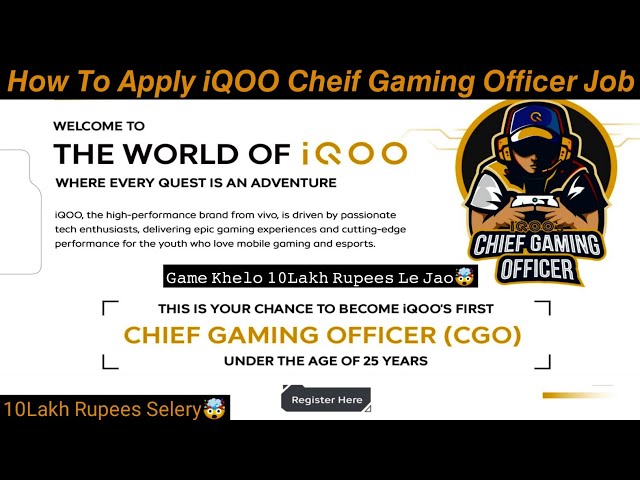 Best Job For Esports Player🤩How To Apply iQOO Cheif Gaming Officer Job🤩Best Chances For Gamers🤩