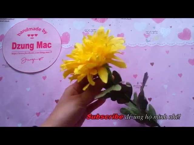 How to make Chrysanthemum paper flowers - cách làm hoa cúc đại đóa từ giấy nhún | by Dzung Mac