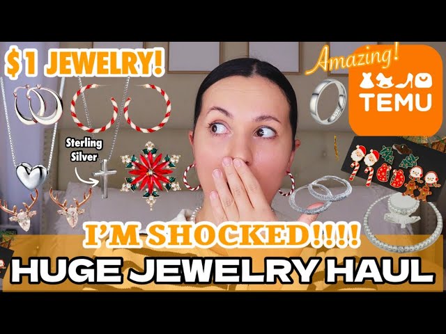 HUGE TEMU JEWELRY HAUL + Try On | Brand New $1 Christmas Jewelry Finds You NEED!!🎄